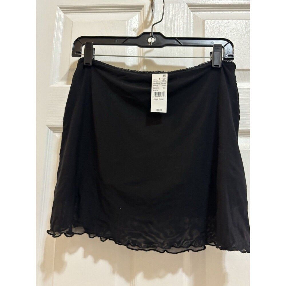 Pacsun John Galt Ciara Mini Skirt Black Bow Front A-Line Modest Boho NWT